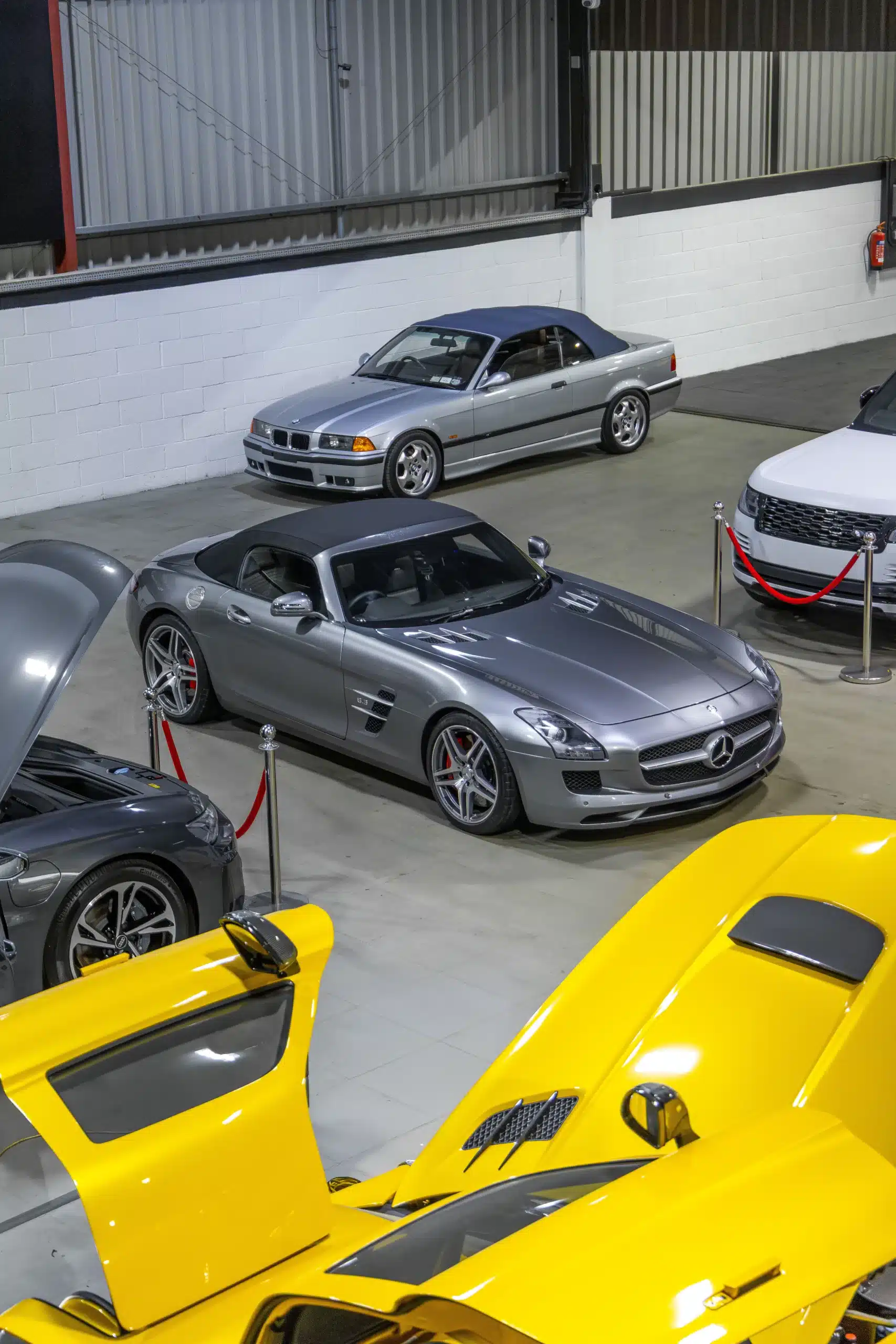 Mercedes SLS parked in the CBS Automotive facility